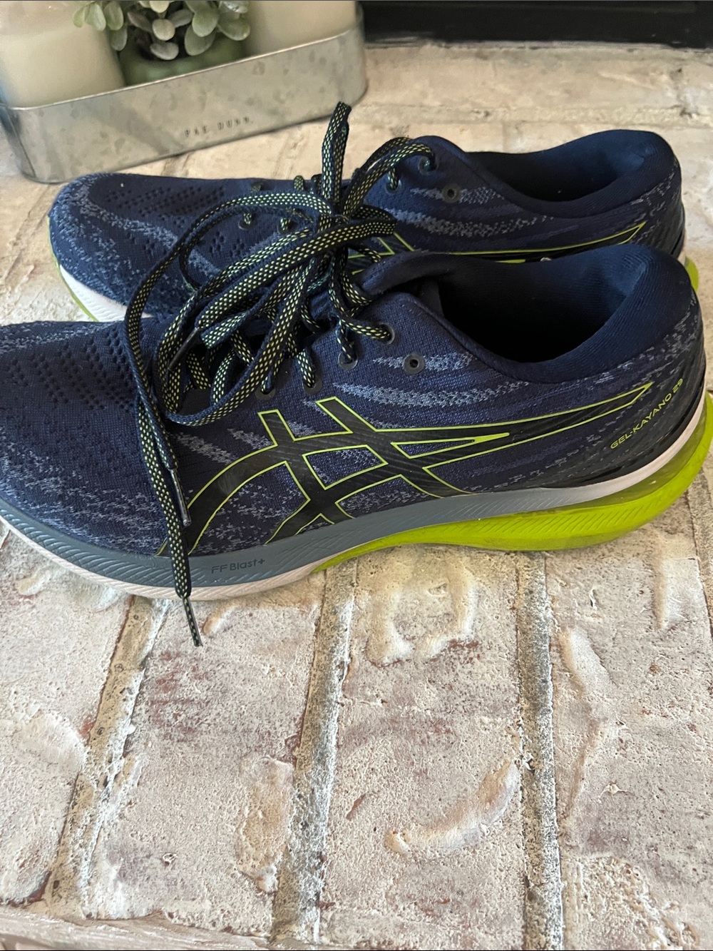 ASICS Gel Kayano 29 Navy and Lime Green Men's Athletic Running Shoes sz 10.5 M